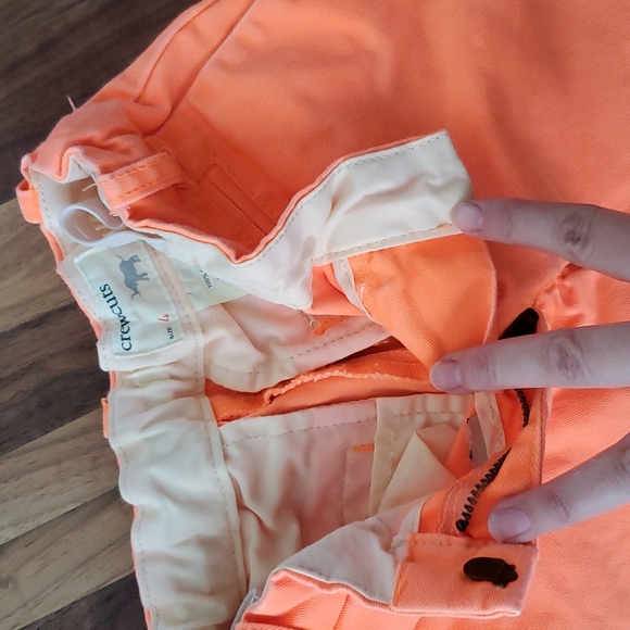 Crewcuts J Crew girls khaki shorts neon orange 4 - Picture 3 of 7